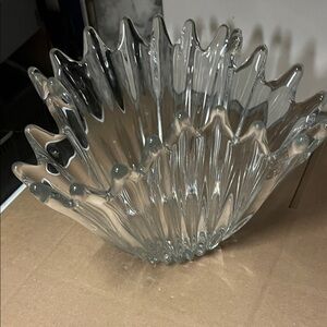 Elegant Clear Glass Decorative Bowl console piece MCM